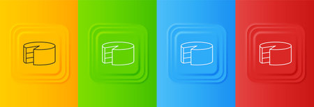 White Cake icon isolated on colorful background. Happy Birthday. Set icons in square buttons. Vector.のイラスト素材