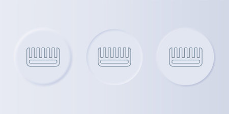 Gray Hairbrush icon isolated on gray background. Comb hair sign. Barber symbol. Set icons in square buttons. Vector.のイラスト素材