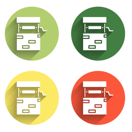 Set Well icon isolated with long shadow background. Color circle button. Vector.のイラスト素材