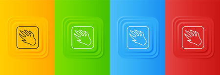White Alligator crocodile paw footprint icon isolated on colorful background. Set icons in square buttons. Vector.のイラスト素材