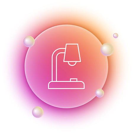 White Table lamp icon isolated on white background. Orange and pink gradient circle background. Vector.のイラスト素材