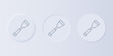 Gray Spatula icon isolated on gray background. Kitchen spatula icon. BBQ spatula sign. Barbecue and grill tool. Set icons in square buttons. Vector.のイラスト素材