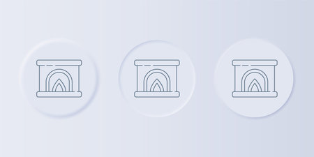 Gray Interior fireplace icon isolated on gray background. Set icons in square buttons. Vector.のイラスト素材