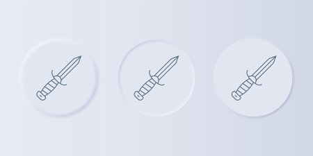 Gray Military knife icon isolated on gray background. Set icons in square buttons. Vector.のイラスト素材