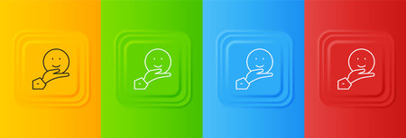 White Happy friendship day icon isolated on colorful background. Everlasting friendship concept. Set icons in square buttons. Vector.のイラスト素材