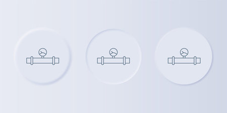 Gray Industry metallic pipe and manometer icon isolated on gray background. Set icons in square buttons. Vector.のイラスト素材