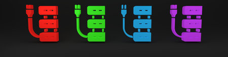 Colorful Server icon isolated on black background. Adjusting app, service concept, setting options,...