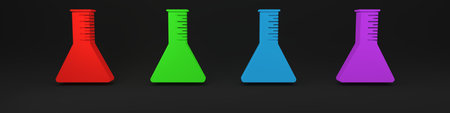 Colorful Oil petrol test tube icon isolated on black background. Minimalism concept. 3D render illustration.の写真素材