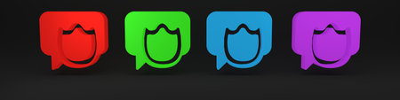 Colorful Speech bubble chat icon isolated on black background. Message icon. Communication or...