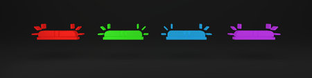 Colorful Flasher siren icon isolated on black background. Emergency flashing siren. Minimalism...