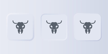 Gray Buffalo skull icon isolated on gray background. Set icons in square buttons. Vector.のイラスト素材