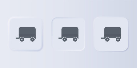 Gray Wild west covered wagon icon isolated on gray background. Set icons in square buttons. Vector.