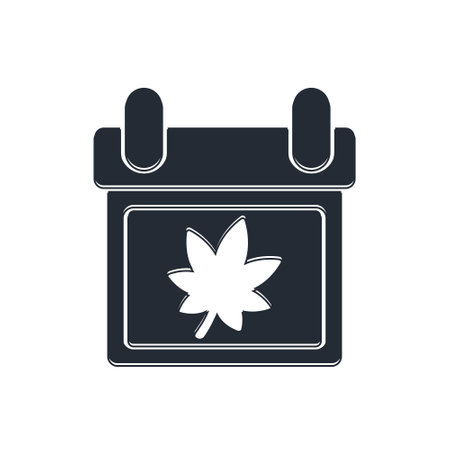 Black Calendar with autumn leaves icon isolated on white background. Vector.のイラスト素材