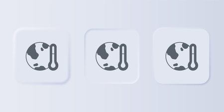 Gray Planet earth melting to global warming icon isolated on gray background. Ecological problems...