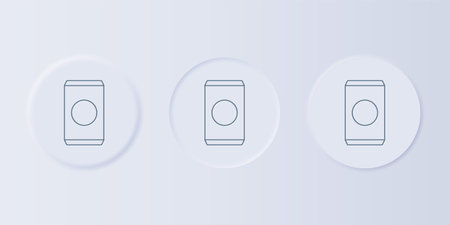Gray Soda can with drinking straw icon isolated on gray background. Set icons in square buttons....