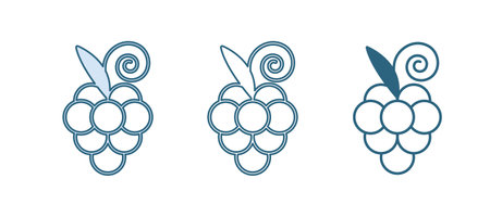 Blue Grape fruit icon isolated on white background. Vector.のイラスト素材