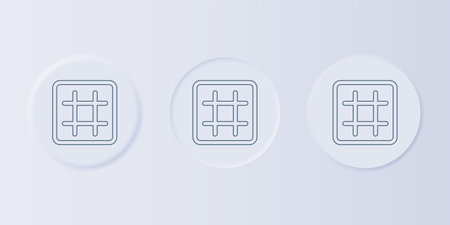 Gray Waffle icon isolated on gray background. Set icons in square buttons. Vector.のイラスト素材