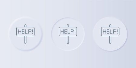 Gray Help icon isolated on gray background. Set icons in square buttons. Vector.