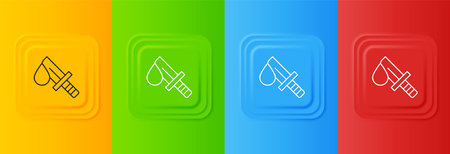 White Bloody knife icon isolated on colorful background. Set icons in square buttons. Vector.のイラスト素材