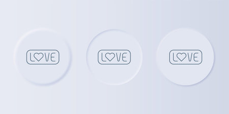 Gray Love text icon isolated on gray background. Valentines day greeting card template. Set icons in...