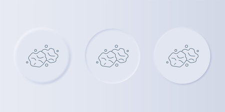 Gray Gold nugget icon isolated on gray background. Mineral boulder. Set icons in square buttons. Vector.のイラスト素材