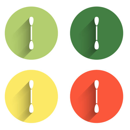 Set Cotton swab for ears icon isolated with long shadow background. Color circle button. Vector.のイラスト素材