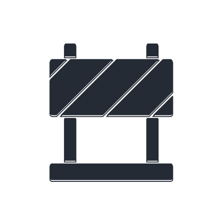 Black Road barrier icon isolated on white background. Symbol of restricted area which are in under construction processes. Repair works. Vector.のイラスト素材