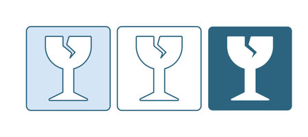 Blue Fragile broken glass symbol for delivery boxes icon isolated on white background. Vector.のイラスト素材