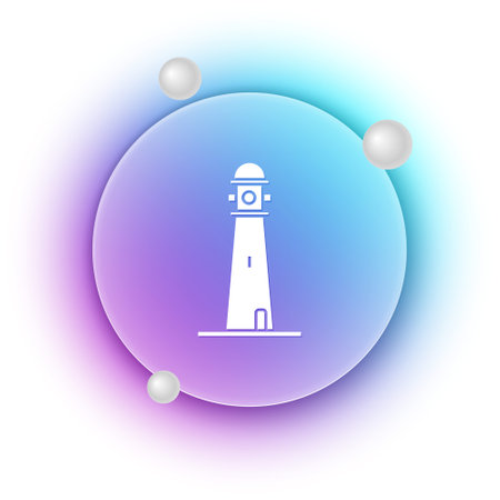 White Lighthouse icon isolated on white background. Blue and purple gradient circle background. Vector.のイラスト素材