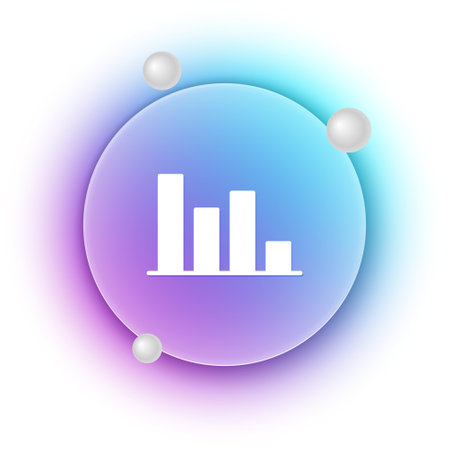 White Pie chart infographic icon isolated on white background. Diagram chart sign. Blue and purple gradient circle background. Vector.のイラスト素材
