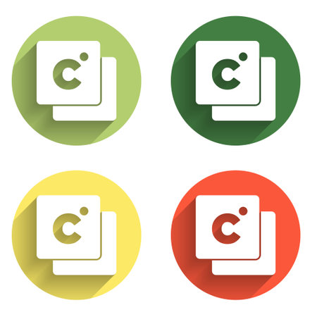 Set Celsius icon isolated with long shadow background. Color circle button. Vector.のイラスト素材