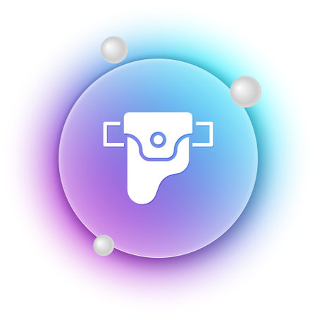 White Gun in holster, firearms icon isolated on white background. Blue and purple gradient circle background. Vector.のイラスト素材