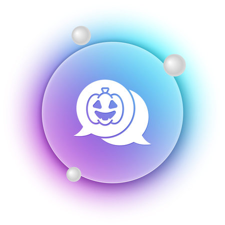 White Pumpkin icon isolated on white background. Happy Halloween party. Blue and purple gradient circle background. Vector.のイラスト素材