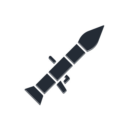 Black Rocket launcher with missile icon isolated on white background. Vector.のイラスト素材