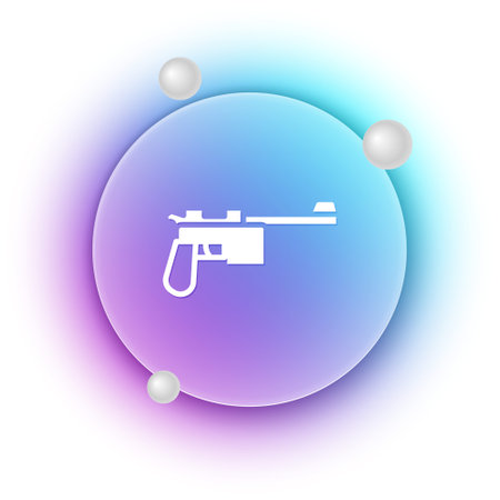 White Mauser gun icon isolated on white background. Mauser C96 is a semi-automatic pistol. Blue and purple gradient circle background. Vector.のイラスト素材