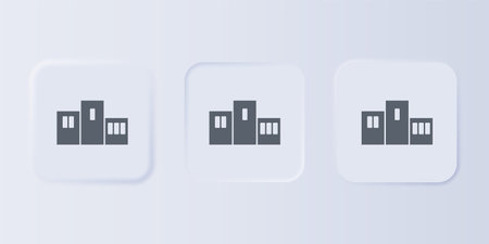 Gray Award over sports winner podium icon isolated on gray background. Set icons in square buttons. Vector.のイラスト素材