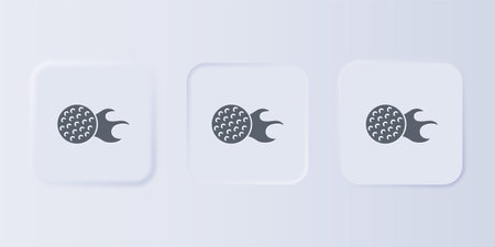 Gray Golf ball icon isolated on gray background. Set icons in square buttons. Vector.のイラスト素材