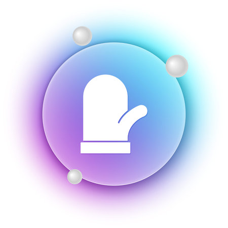 White Christmas mitten icon isolated on white background. Blue and purple gradient circle background. Vector.のイラスト素材