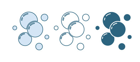 Blue Soap water bubbles icon isolated on white background. Vector.のイラスト素材