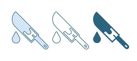 Blue Bloody knife icon isolated on white background. Vector.のイラスト素材