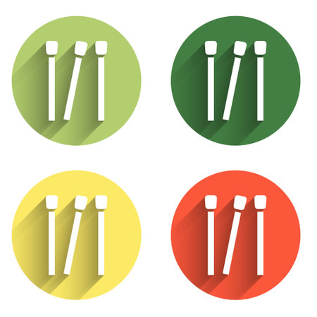 Set Matches icon isolated with long shadow background. Color circle button. Vector.のイラスト素材