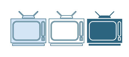 Blue Retro tv icon isolated on white background. Television sign. Vector.のイラスト素材