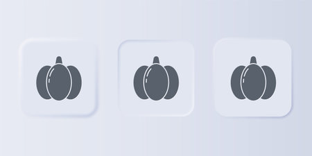 Gray Pumpkin icon isolated on gray background. Happy Halloween party. Set icons in square buttons. Vector.のイラスト素材