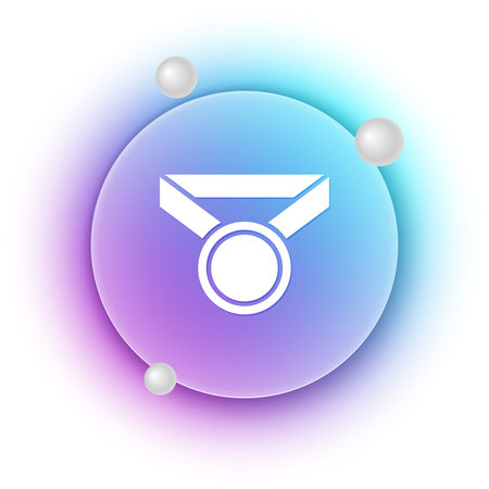 White Medal icon isolated on white background. Winner symbol. Blue and purple gradient circle...
