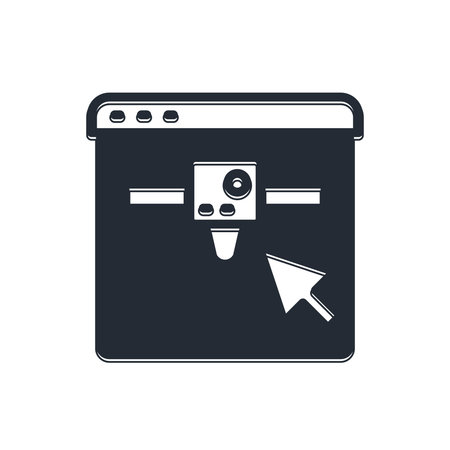 Black 3D printer setting icon isolated on white background. 3d printing. Vector.