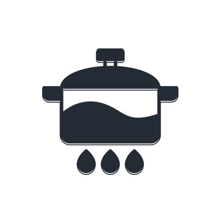 Black Cooking pot icon isolated on white background. Boil or stew food symbol. Vector.のイラスト素材