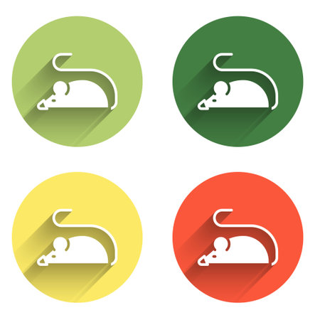 Set Experimental mouse icon isolated with long shadow background. Color circle button. Vector.のイラスト素材