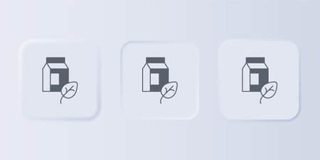 Gray Vegan milk icon isolated on gray background. Vegetarian product. Set icons in square buttons....