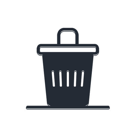 Black Trash can icon isolated on white background. Garbage bin sign. Recycle basket icon. Office trash icon. Vector.のイラスト素材