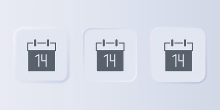 Gray Calendar icon isolated on gray background. Event reminder symbol. Set icons in square buttons. Vector.のイラスト素材